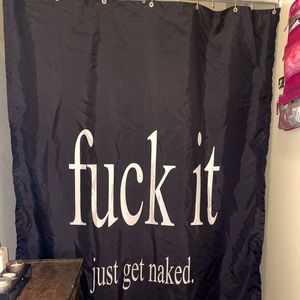Black and white shower curtain & rug set